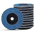 loonpon 3 x 3/8 Inch Flap Discs for Angle Grinder, 60 Grit Flap Sanding Disc, Type 27 Grinding Wheel for Stainless Steel, Sheet Metal 10 Pack