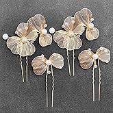 BETITETO Bridal Hair Pins 4pcs Wedding Pearl Metal Flower Hair Pieces Accessories for Women Girls