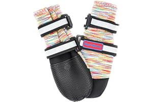 BARK BRITE All Weather Neoprene Paw Protector Dog Boots with Reflective Straps in 5 Sizes! (Multicolor Medium)