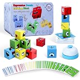 Safmord Montessori Puzzle Game for Kids (64 Cards, 16 Blocks, 1Bell) | Wooden Face Changing Magic Cube Game,Educational Face Changing Cubes 3+ Years
