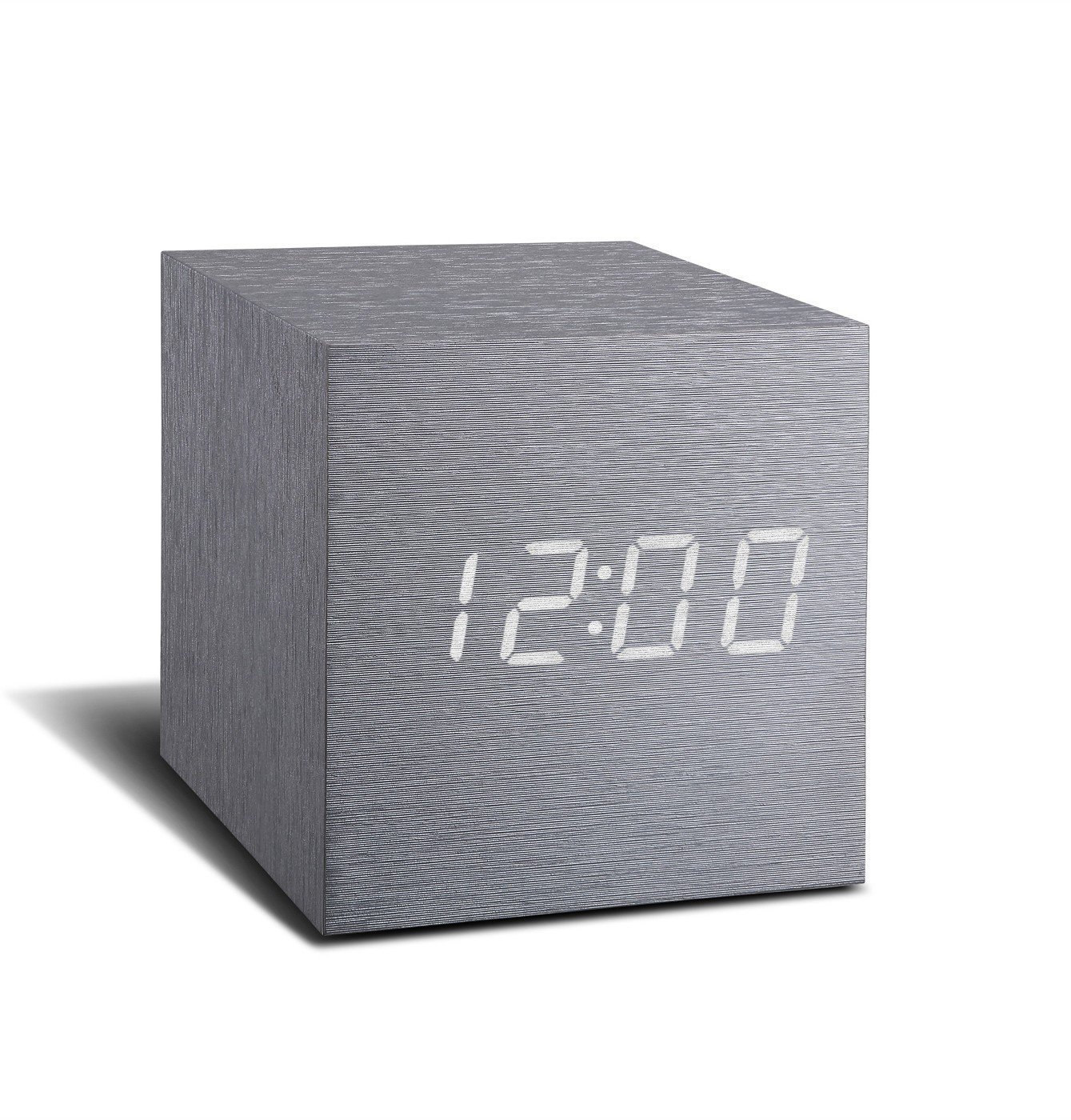 Gingko Cube Click Clock Aluminium, GK08W6