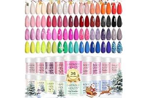Lavender Violets 36 Colors Dip Powder Nail Kit Starter Quick Drying Dipping Powder Colors Set French Nail Nude Neon All Seasons for Home Salon M950