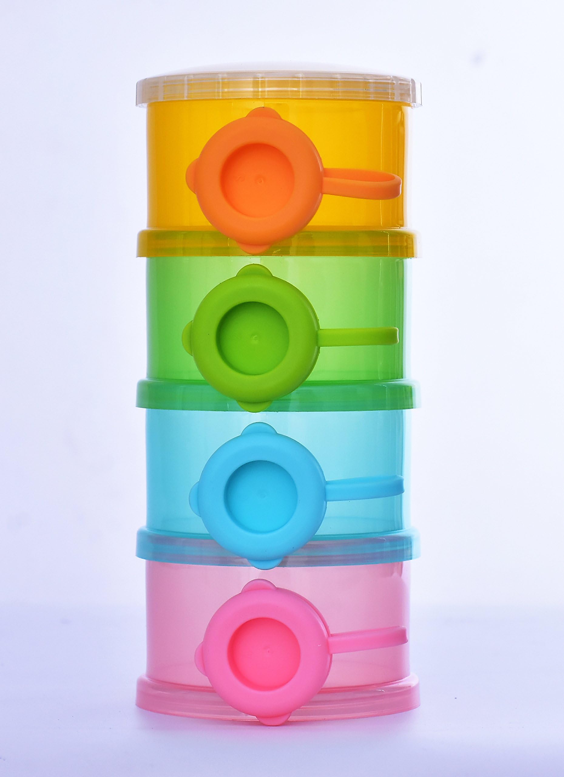 SKK Baby Formula Dispenser BPA Free Non-Spill Stackable Travel Snack Container 4 Compartments