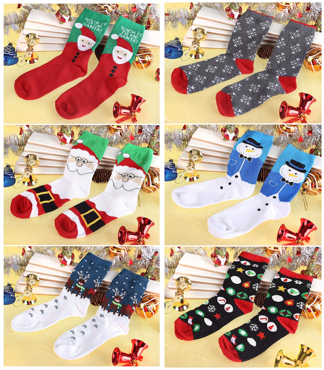 Ayliss 12Pairs Women\'s Cute Pattern Colorful Cotton Screw Socks,Christmas Style