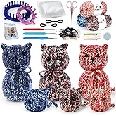 Aeelike Round Loom Knitting Kit for Beginners, Easy to Knit Cat (L&S) Complete Beginner Knitting Loom Kit for Beginners w Step-by-Step Instructions Videos, Family Craft Crochet Animal Gift
