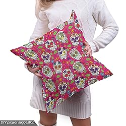 Lunarable Skull Fabric by The Yard, Day of The Dead