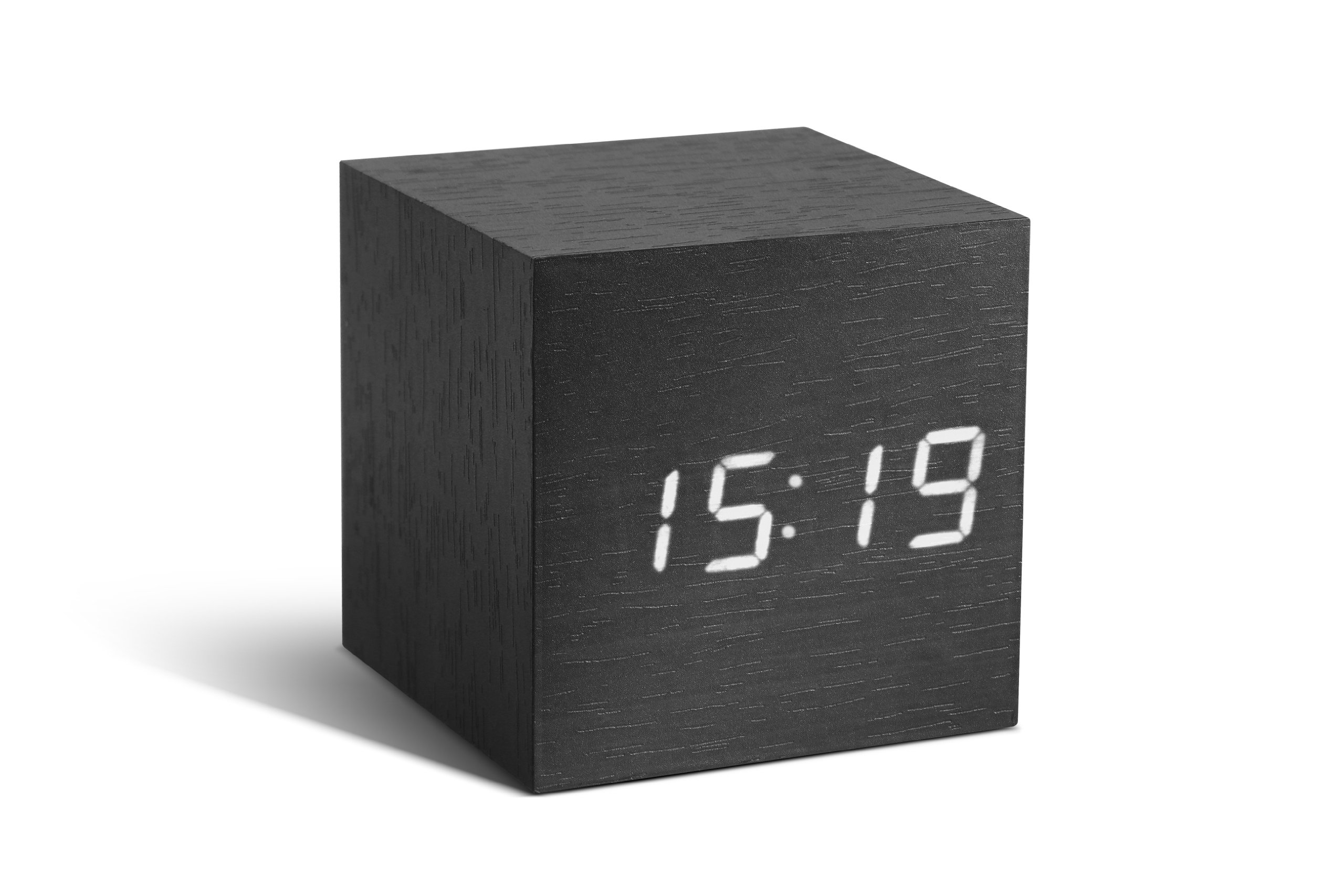 Gingko GK08W10 Cube Black Click Clock with White LED