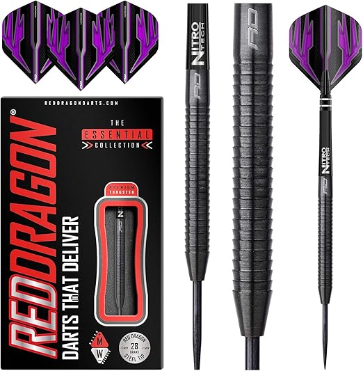 RED DRAGON Razor Edge Black 28g Tungsten Darts Set with