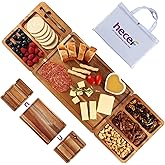 hecef Extra Large Charcuterie Board Set, 3-in-1 Magnetic Acacia Wood Cheese Platter with Storage Bag, Outdoor Picnic Serving Tray for Housewarming, Wedding, Anniversary, Birthday, Feast