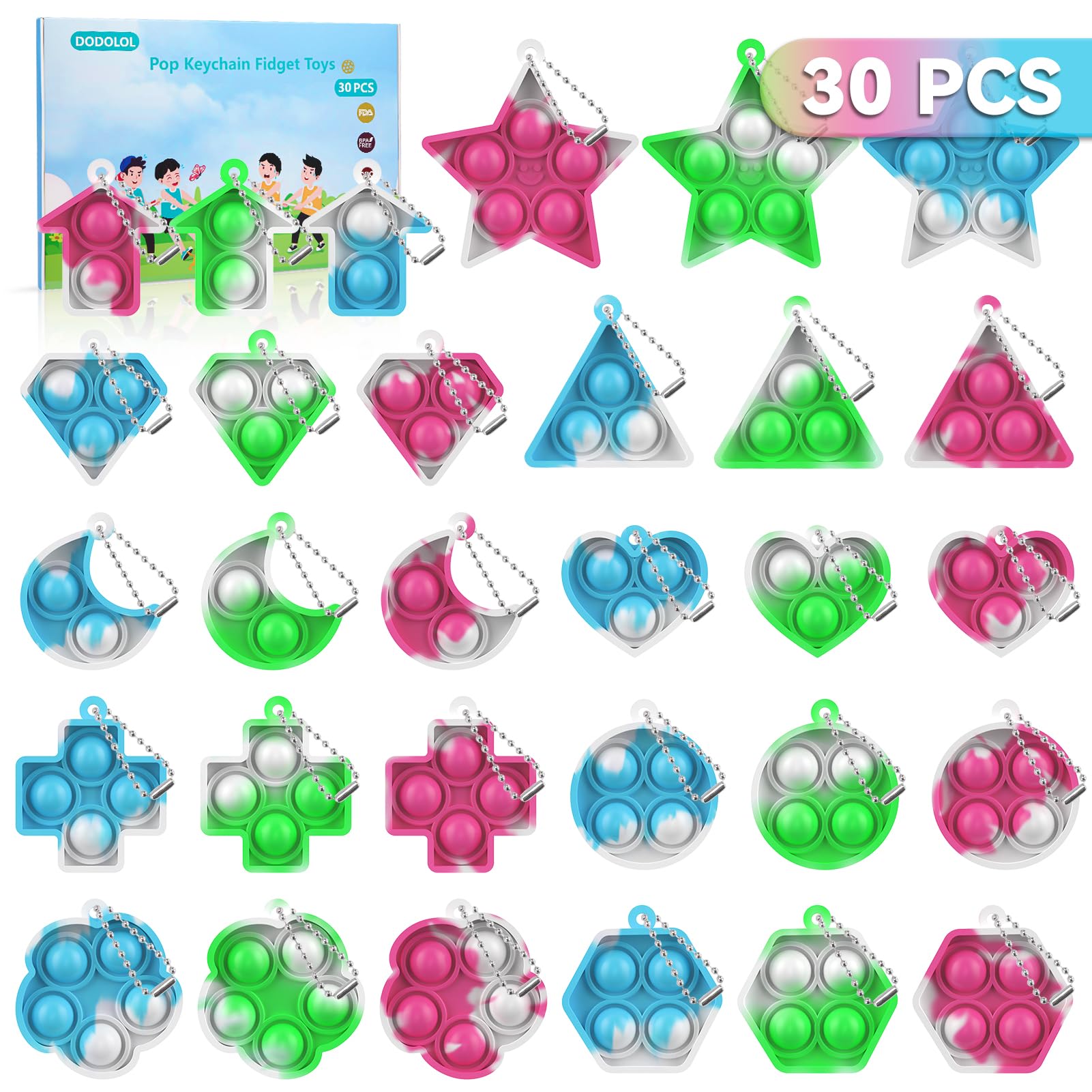 DODOLOL 30 Pack Kids Party Favors Fidget Toys Bulk