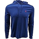 POLO RALPH LAUREN Men's Long Sleeve Jersey Knit Pullover Hoodie (Small, Deep Blue (Red Pony))