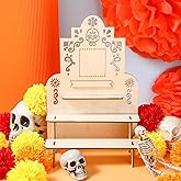 Qunclay Dia De Los Muertos Altar Ofrenda Day of The Dead Altar Poplar Plywood Wooden Self-Painting Color Papel Picado with Photo Frame for Dia De Los Muertos Day of The Dead Supplies Decorations