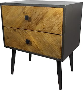 Amazon Com Urban Designs Cresta Rustic Cypress Wood Two Tone 2 Drawer Nightstand Brown Furniture Decor