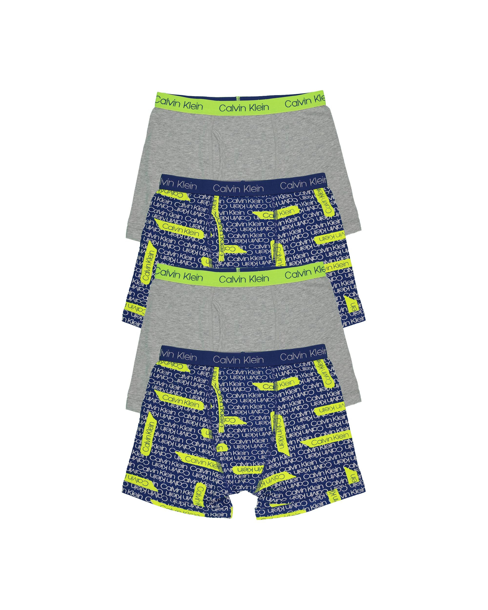Calvin Klein Boys Modern Cotton Boxer Brief Underwear 4-Pack, Blue Statement/Heather Grey, Large Image