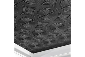 Art3d Drop Ceiling Tiles 24x24 in Black (12-Pack, 48 Sq.ft), 3D Wainscoting Panels Glue Up 2x2