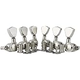 Guyker Guitar Locking Tuners (3L + 3R Handed) - 1:21 Models Rear Lock String Tuning Key Pegs Machine Head with Trapezium Handle Replacement for Electric, Folk or Acoustic Guitars - Nickel