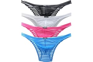 iKingsky Men's Sexy Brazilian Underwear See Through Bikini Under Panties Half Back Coverage Mens Underwear