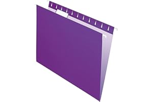 Pendaflex Hanging File Folders - Letter Size, Reinforced Rods, Violet, Recycled Paper, Kraft Interior, 25/Box, Smooth Glide f
