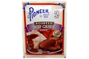 JFS GROCERY Pioneer Roasted Beef Gravy Mix, 12-1.41 Oz Packets, Makes 24 cups of Prepared Gravy, 12pk Bundled with a JFS Recipe Card