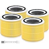 NXBHG 4 Pack Core 300/Core P350 Compatible with LEVOIT Core P350/Core 300 and Core 300S, Grade True Filter High-Efficiency Activated Carbon, Compare to Part # Core 300-RF (Yellow-4 Pack)