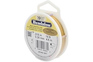 Beadalon 19 Strand Stainless Steel Bead Stringing Wire, .015 in / 0.38 mm, Gold, 15 ft / 4.6 m
