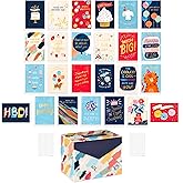 American Greetings 25-Count Birthday Card Assortment with Envelopes, Seals, and Storage Box (Wish Big)