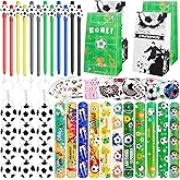KeaiBear 160pcs Soccer Party Favors, Soccers Bags Ink Pen Slap Bracelets Keychains Tattoo Stickers for Classroom Rewards Goodie Bag Fillers Soccers Party Favor