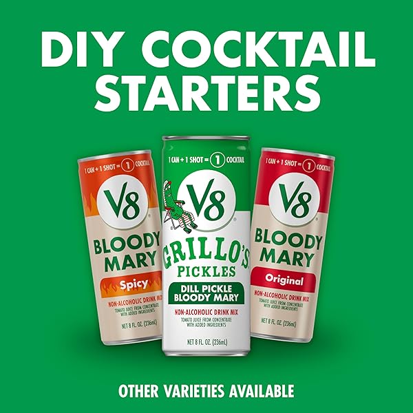 V8 GRILLO’S PICKLES DILL PICKLE BLOODY MARY MIX, 8 FL OZ CAN (6 PACK)