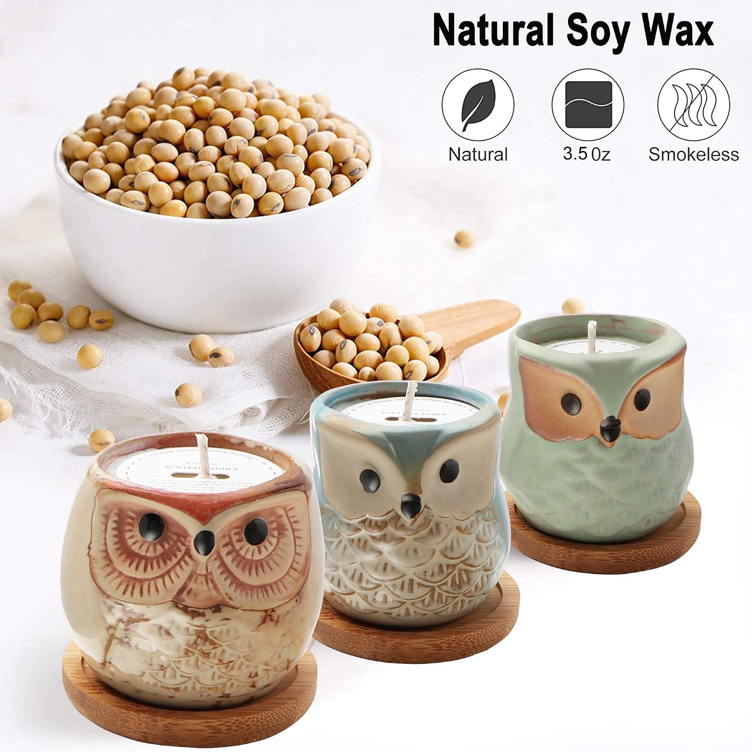 Kinforse Citronella Candles Outdoor & Indoor Use - Elegant Owl Design 6-Pack for Patio Garden & Home Decor - Image 4