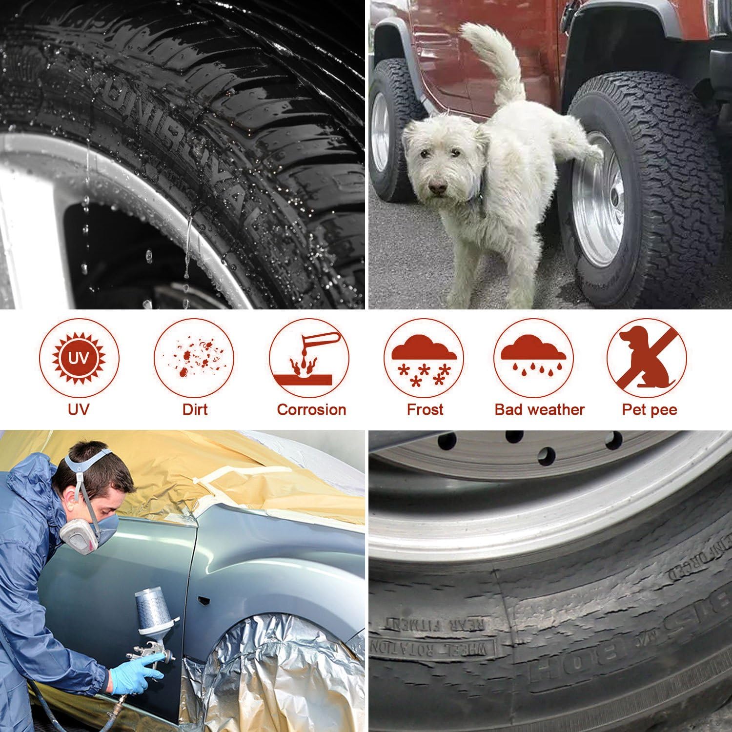 AmFor Set of 4 Tire Covers,Waterproof Aluminum Film Tire Sun Protectors, Fits 27" to 29" Tire Diameters, Weatherproof Tire Protectors: Automotive