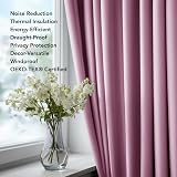 Deconovo Thermal Blackout Curtains 42x95 Pink 2 Panels Eyelet Rod Pocket view 8