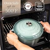 Nuovva Enamelled Cast Iron Dutch Oven 6.4 Qt with Lid Sea Salt 28cm view 5