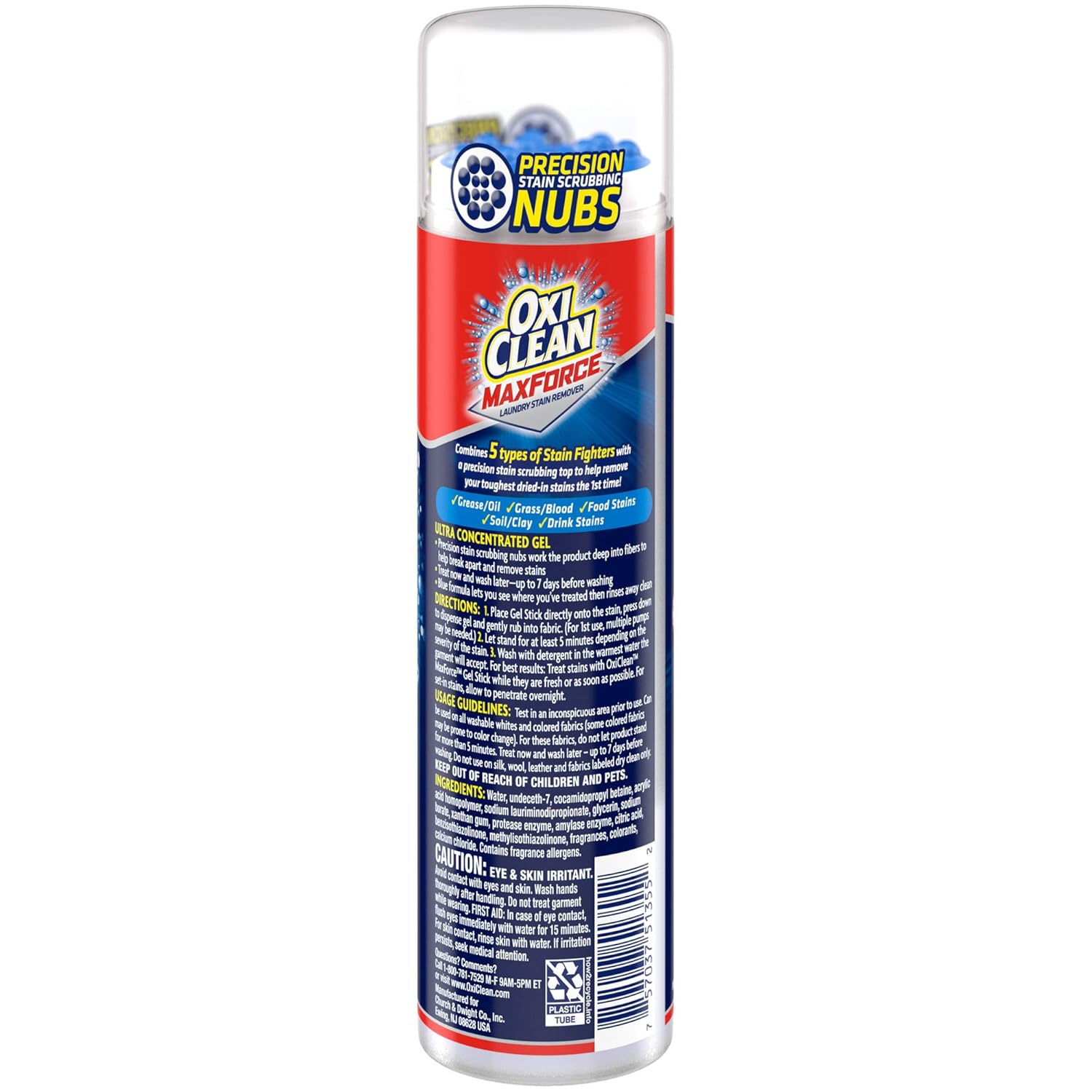 OxiClean Max Force Gel Stain Remover Stick, 6.2 Oz, Pack of 2 : Laundry Stain Removers : Grocery & Gourmet Food