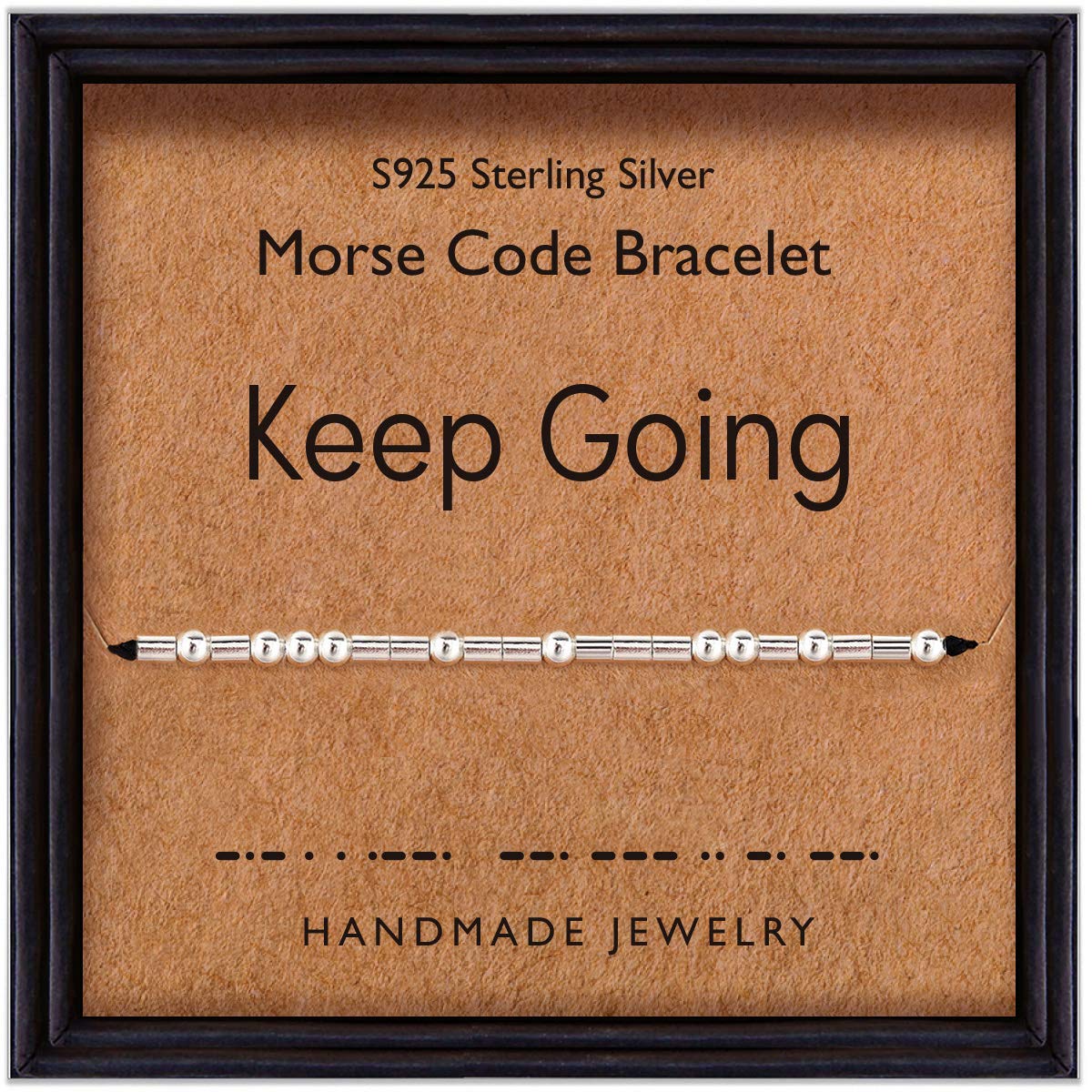 Suyi Friendship Gifts for Women Her Morse Code Bracelet Sterling Silver Handmade Inspirational Bracelet Keep Going