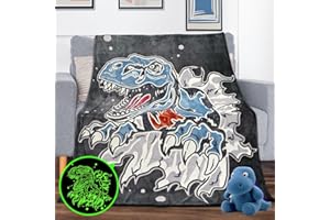 JAPDNK Dinosaur Gifts Toys for Kids Boys Blanket Glow in The Dark Blanket Dino Blanket Age 1-15 Years Old Toddler Teen Son Present Birthday Christmas Valentine's Day Easter Teenager Child Gift