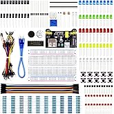 REXQualis Electronics Basic Kit w/Power Supply Module, Breadboard, Jumper Wire, LED,Resistor, comes with more than 300pcs sensors and components for fun and simple electronic projects.