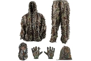 Ghillie Suit Camouflage 3D Leaf Hunting Chasse Outdoor Airsoft Camo Clothing with Hunting Gloves for Men