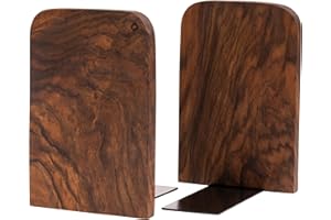 TILISMA Handmade Walnut Book Ends | Wooden Slim Bookends for Shelves Heavy Duty | Modern Wood Bookend for Shelf | Decorative Book Stopper | Reading Accessories