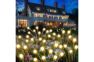 SANJICHA 6-Pack Solar Garden Lights for Outdoor, Upgraded 48 LED Firefly Solar Swaying Lights, Sway by Wind, Waterproof Outdoor Lights Solar Powered for Yard Patio Pathway Decoration (Warm White)