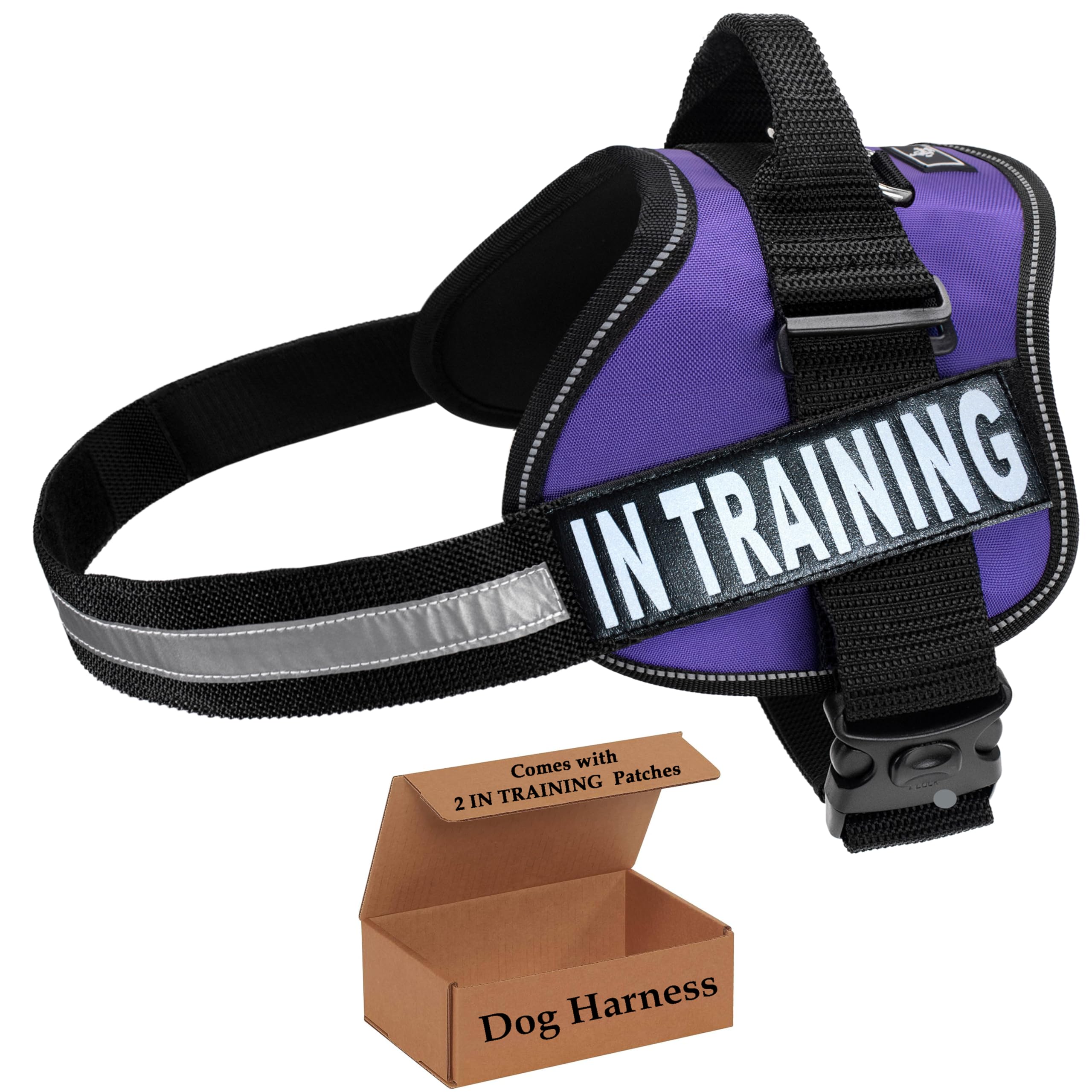 Service Dog Harness Vest Cool Comfort Nylon for Dogs Small Medium Large Girth, Purchase Comes with 2 in Training Reflective Patches. Please Measure Dog Before Ordering (Girth 19-25", Purple)