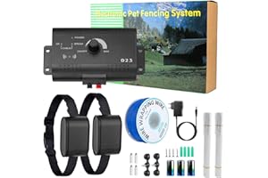 Moclever Wireless Dog Fence System – 1.2 Acre Electric Pet Containment System w/Waterproof Shock Collar, Underground 984FT Wire, Safe & Adjustable Boundary for Small, Medium & Large Dogs