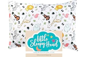 Little Sleepy Head Toddler Pillowcase, 100% Cotton & Hypoallergenic Pillow Case for Toddler Pillow, Snug Fit Envelope Pillowcase, 13x18 Pillowcase, Pilllow Sold Separately (Safari)