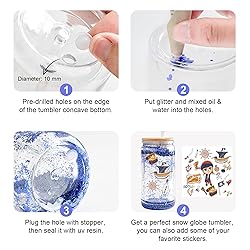 FECBK 8 Pack Acrylic Snow Globe Tumbler with Bamboo