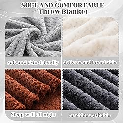 Newwiee 4 Pcs Flanne Fleece Throw Blanket for Bed