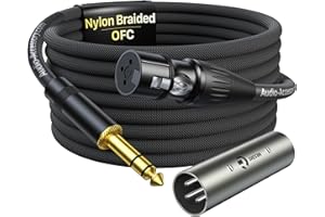 AA AUDIO ACCESSORY XLR Female to 1/4 Cable with XLR Male to Male Adapter Bundle, Rean Connectors from Neutrik, Kevlar-Reinforced Nylon Braided TRS to XLR Cable, Balanced Quarter Inch to XLR Female Cable, 6ft, OFC