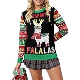 Women's Ugly Christmas Sweaters Funny Pattern Cute Xmas Sweaters Holiday Party Long Sleeve Knit Pullover Tops