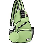 SUIKIHUM Convertible Sling Bag with Coin Pocket, 7.9" Tablet Crossbody Mini Backpack with Headphone Jack Casual Pack for Women Men Travel, Green