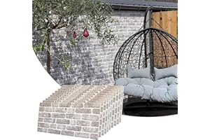 Dundee Deco 3D Wall Panels Brick Effect - Cladding, White Grey Stone Look Wall Paneling, Styrofoam Facing for Living Room, Kitchen, Bathroom, Balcony, Bedroom, Set of 10, Covers 53 sq ft