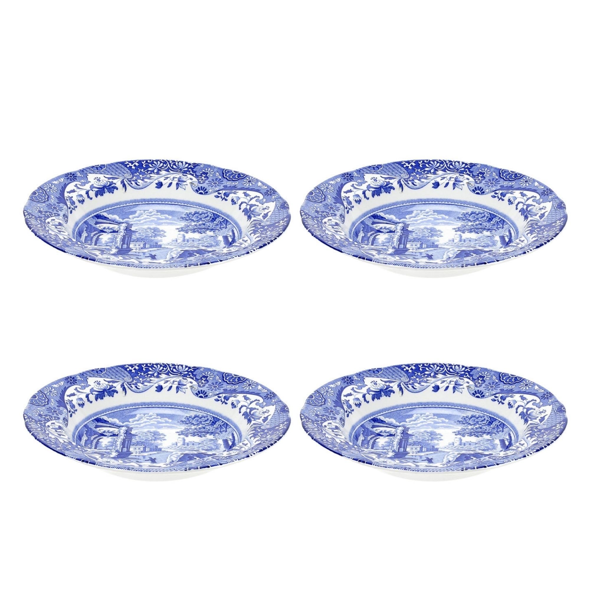 Portmeirion Home & Gifts 1532894Spode Blue Italian Soup Plate, White, 23cm (Set of 4),Blue