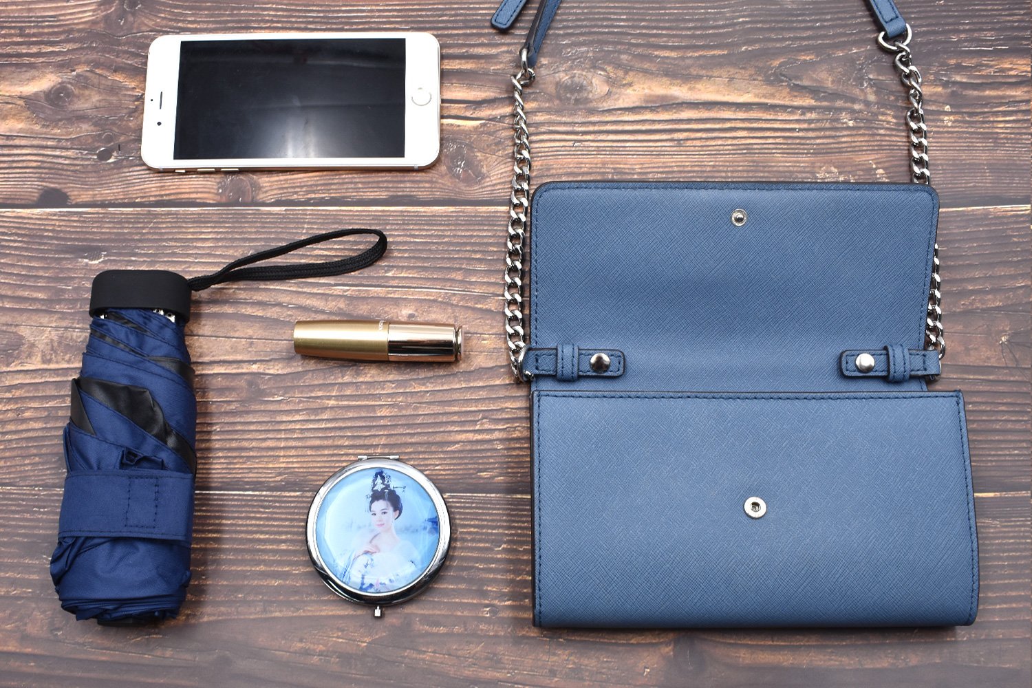 OutMorgo Mini Sun&Rain Umbrella Compact Small Lightweight Umbrella for Women Kids,Fit in Purse 23 Colors - Dark Blue